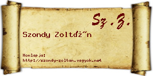 Szondy Zoltán névjegykártya