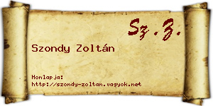Szondy Zoltán névjegykártya